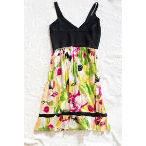 Vintage Y2K Bebe Silk Mini Dress L Babydoll Bandage Top Floral Party Date Night